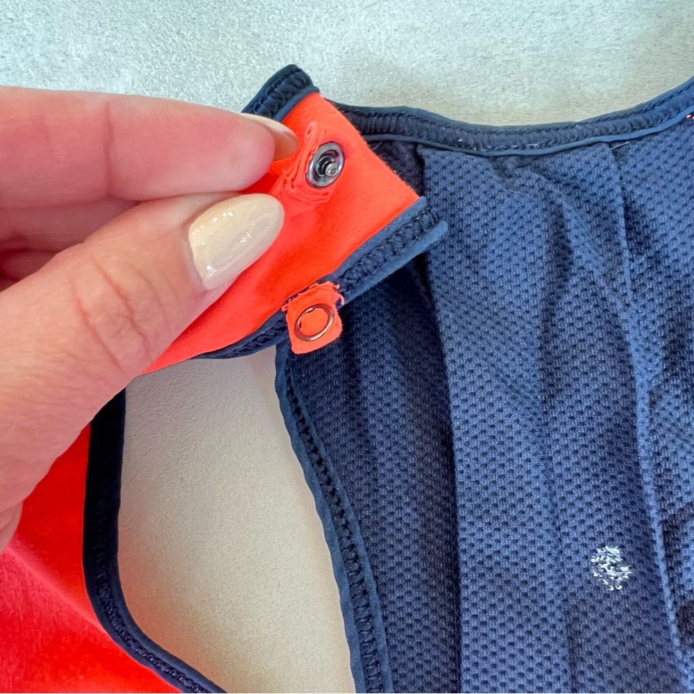 LULULEMON Pump It Up Singlet Mesh Back Racer back tank,‎ Navy & Bright Orange, 6 - Picture 6 of 14